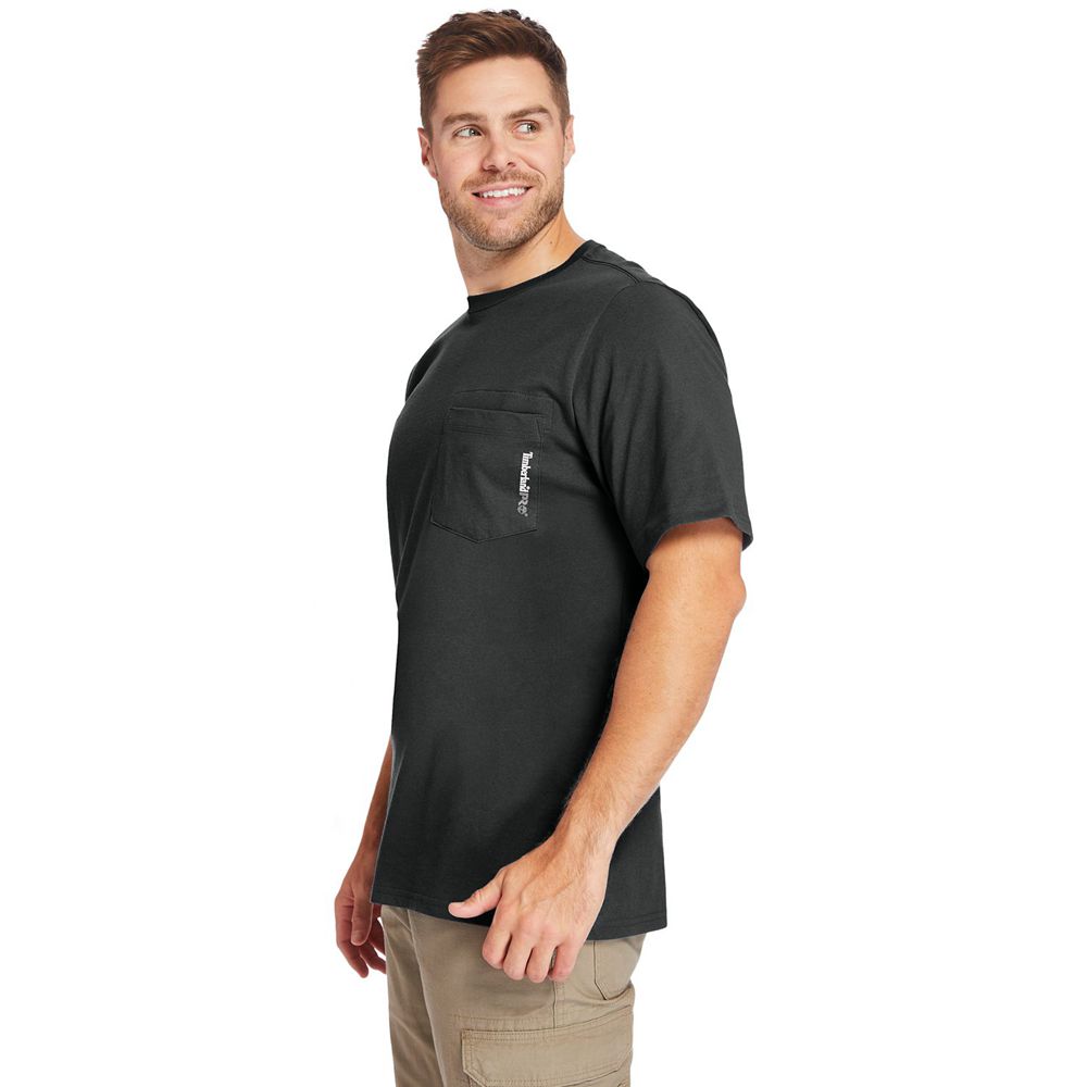 Timberland Mens T-Shirts PRO® Big & Tall Base Plate Short-Sleeve - Black - India WF0762419